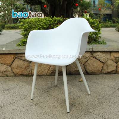 Plastic chair with aluminum frame, fashion style white chair