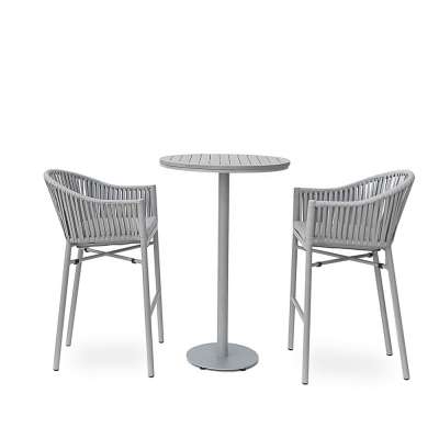 Rope Style Weaving Bar Chair and Steel Bar Table Plastic Wood Table Top